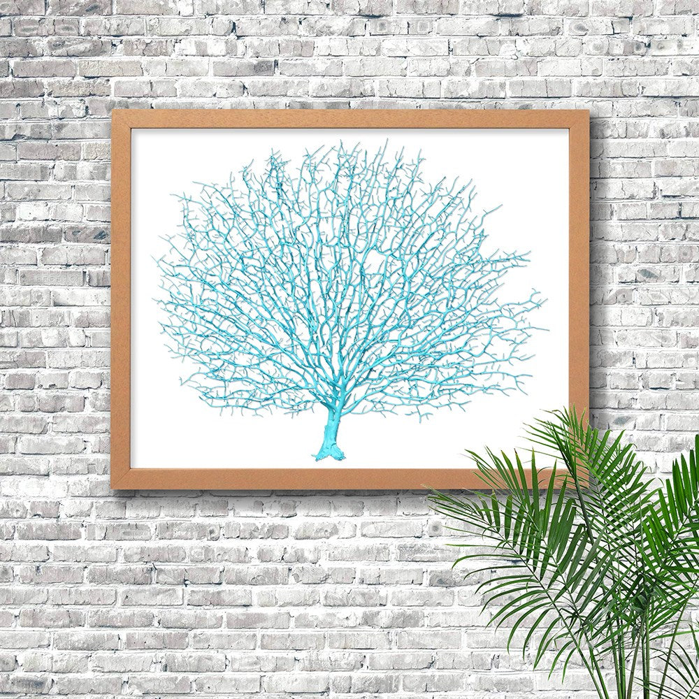 Frame limewhite - no mat - artificial aqua seafan on white