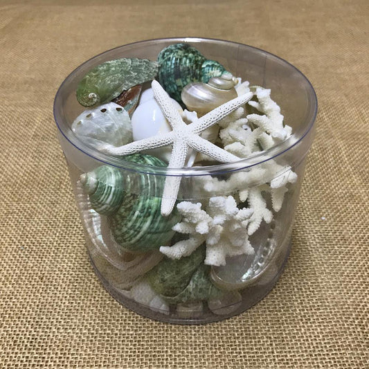 Coral cylinder - jade green, pearl and white