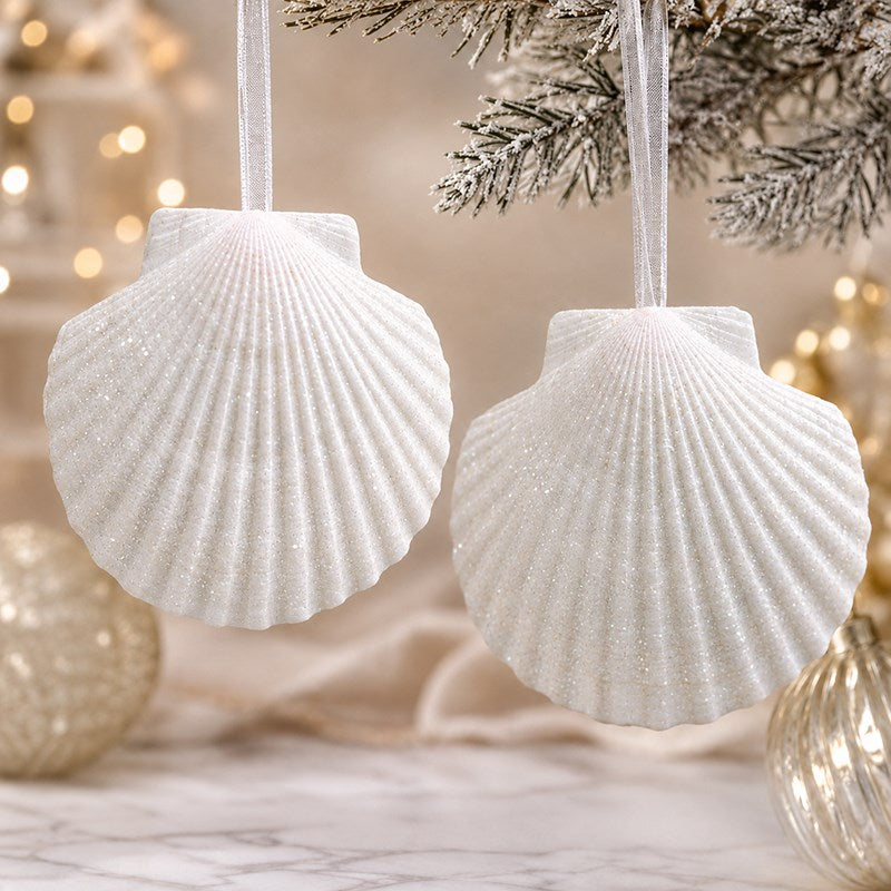 Decoration glitter shell Scallop white