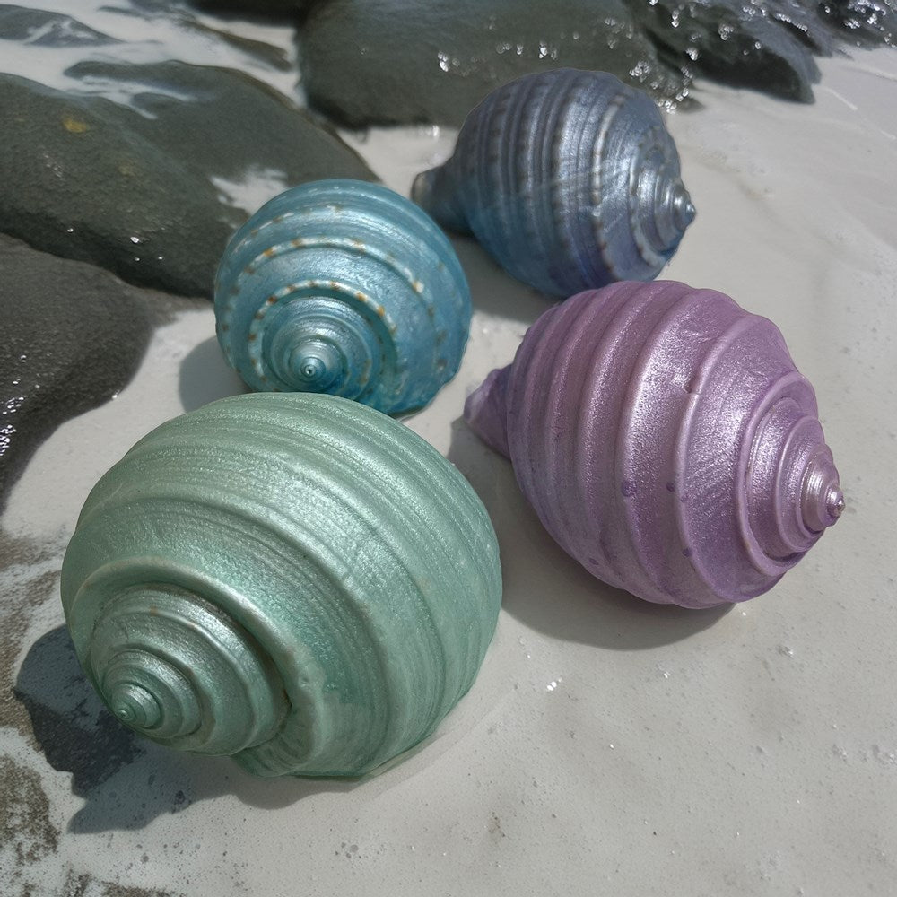 Pet crab shells pearl dyed pastel blue, aqua, purple - Tonna