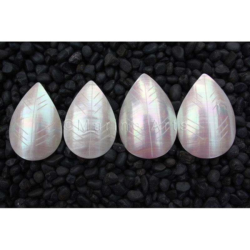 Nautilus pearl teardrop leaf large pair