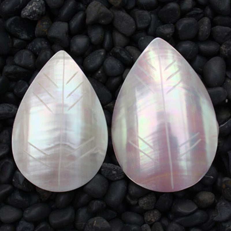 Nautilus pearl teardrop leaf large pair