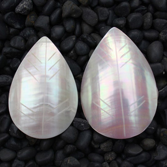 Nautilus pearl teardrop leaf large pair