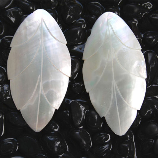 Nautilus pearl leaf oval pointed pair