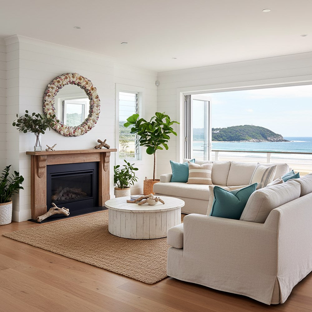 Mirror round coral shell - pink, pearl and white