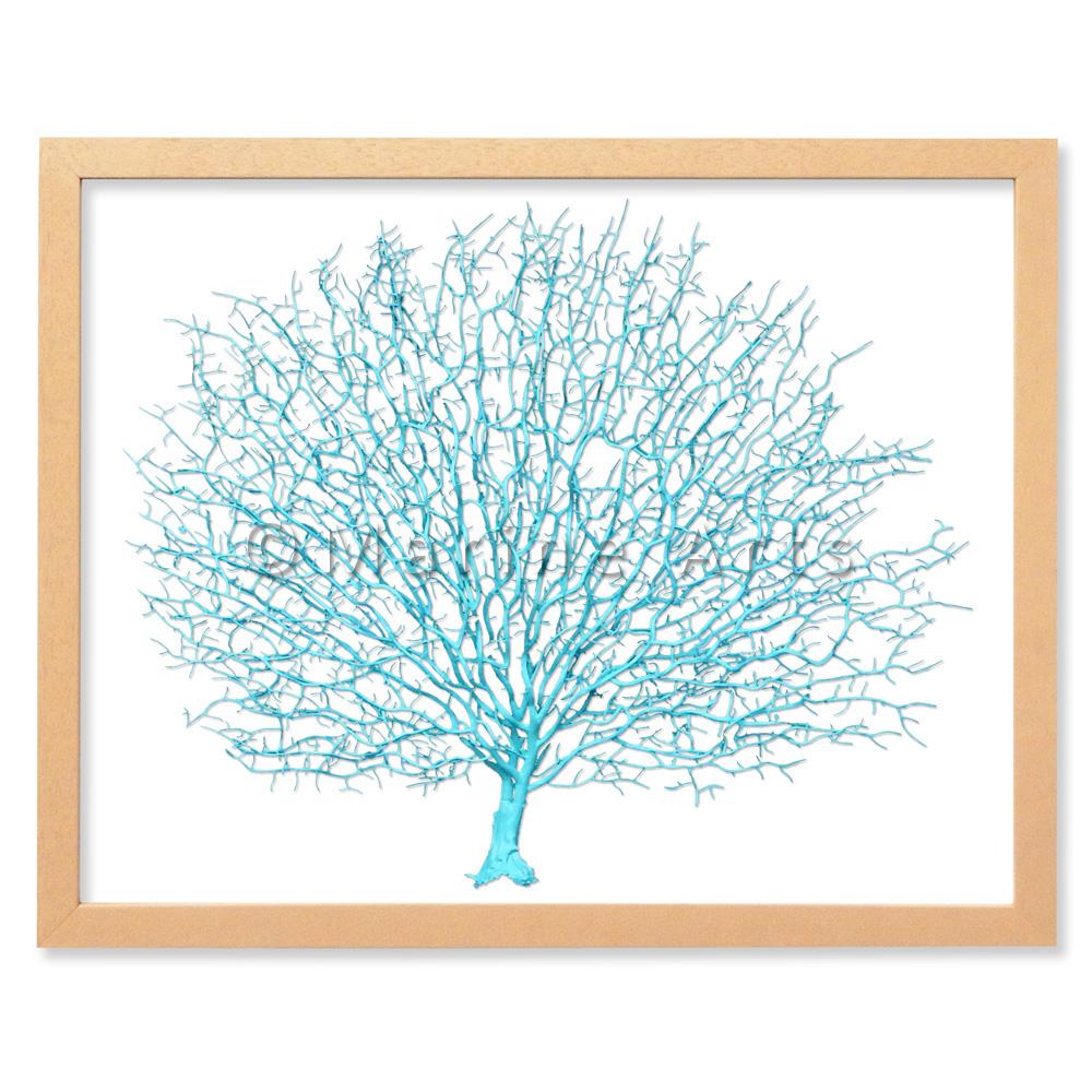 Frame limewhite - no mat - artificial aqua seafan on white