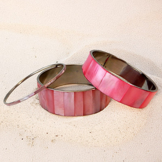 Shell bangle pearled pink