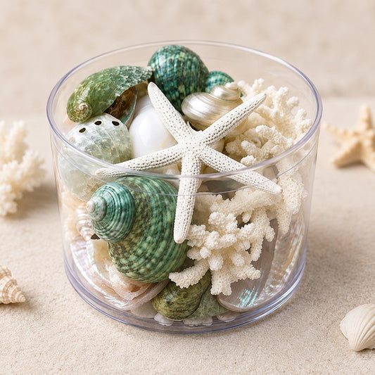 Coral cylinder - jade green, pearl and white