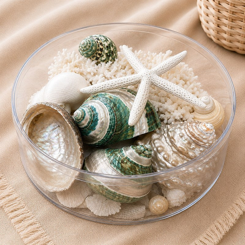 Coral cylinder - jade green, pearl and white