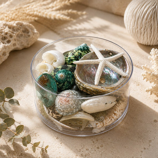 Shell cylinder - green, white and pearl
