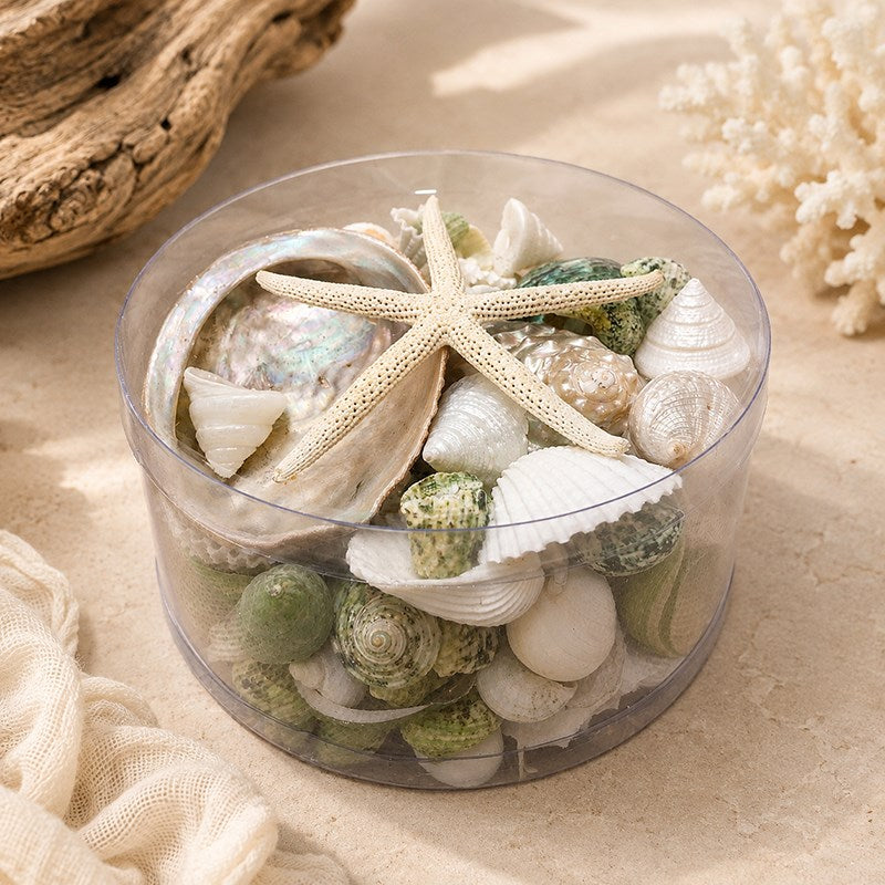 Shell cylinder - green, white and pearl