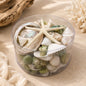 Shell cylinder - green, white and pearl
