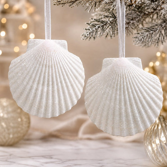 Decoration glitter shell Scallop white