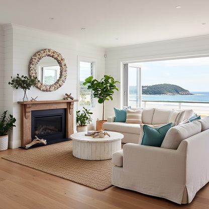 Mirror round coral shell - pink, pearl and white